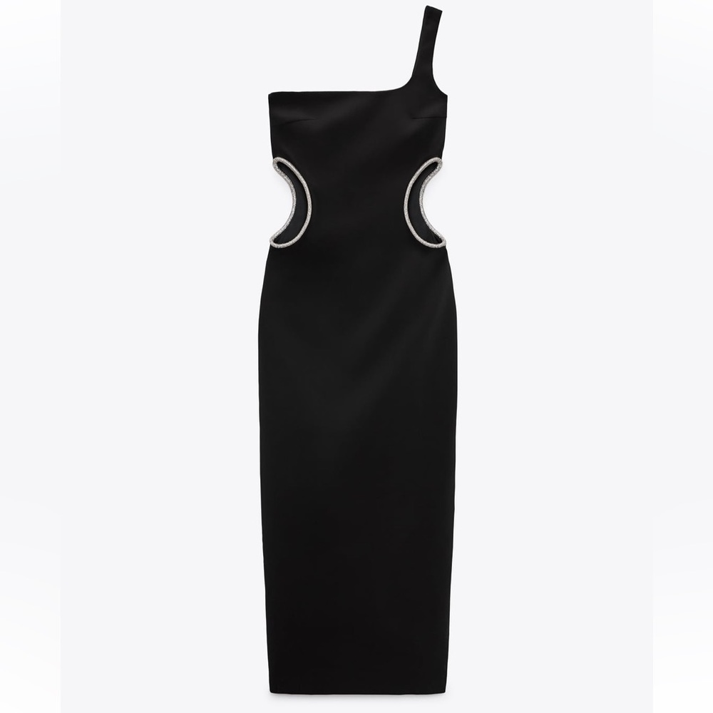Zara CUT OUT RHINESTONE ASYMMETRICAL DRESS🖤